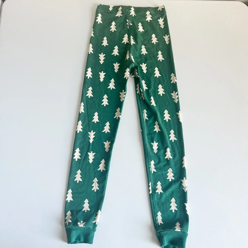 Hanna Andersson Kids Green‎ Christmas Pine Tree Modal Holiday Pajama Set Size 8